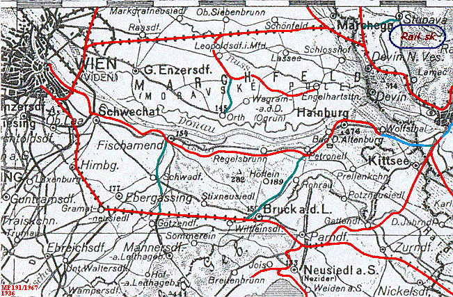Železničná mapa regiónu Wien - Bratislava